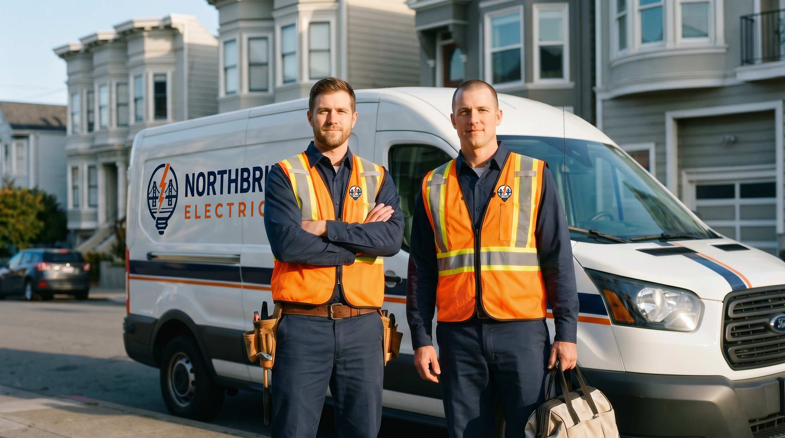 Northbridge Electric crew standing in front of service van in San Francisco